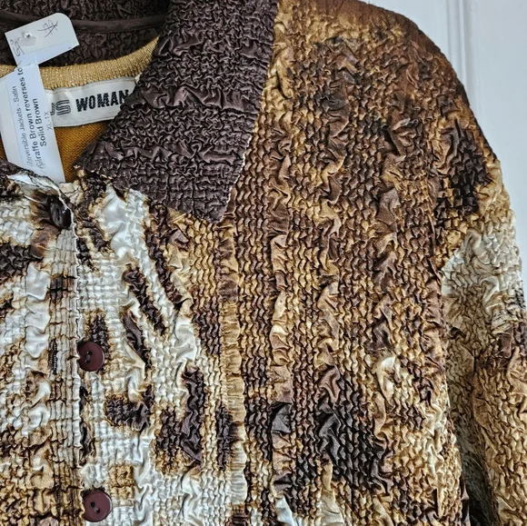 NEW C Scarf Co Cardigan with Animal Print Lining... Reversible and Strechy XL - Picture 9 of 14